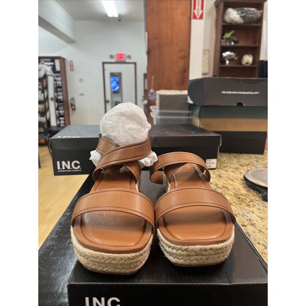 INC INTL Concepts Havilah Cognac Women Ankle Strap Espadrille Sandals Size 5M - Picture 4 of 5